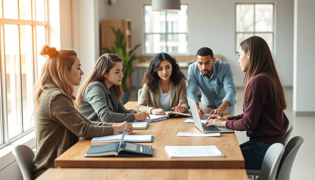 Student using a study guide to organize academic notes